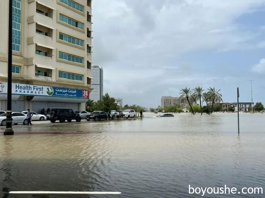 阿联酋暴雨后续：街道被淹，汽车遭殃，军队上街营救居民