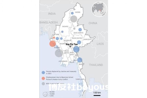 缅甸多个省邦数以万计的人流离失所