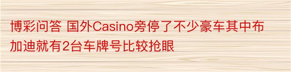 博彩问答 国外Casino旁停了不少豪车其中布加迪就有2台车牌号比较抢眼