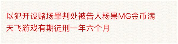 以犯开设赌场罪判处被告人杨果MG金币满天飞游戏有期徒刑一年六个月