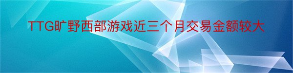 TTG旷野西部游戏近三个月交易金额较大