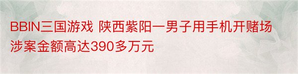 BBIN三国游戏 陕西紫阳一男子用手机开赌场涉案金额高达390多万元