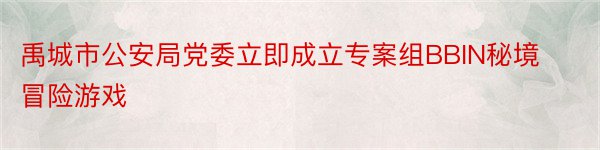 禹城市公安局党委立即成立专案组BBIN秘境冒险游戏