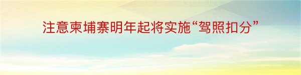 注意柬埔寨明年起将实施“驾照扣分”