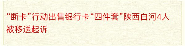 “断卡”行动出售银行卡“四件套”陕西白河4人被移送起诉