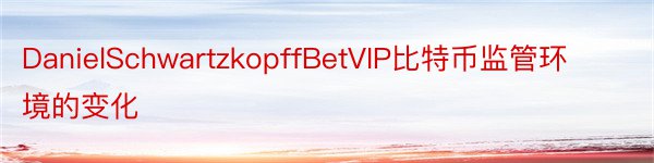 DanielSchwartzkopffBetVIP比特币监管环境的变化