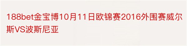 188bet金宝博10月11日欧锦赛2016外围赛威尔斯VS波斯尼亚