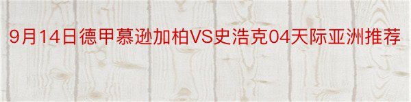 9月14日德甲慕逊加柏VS史浩克04天际亚洲推荐