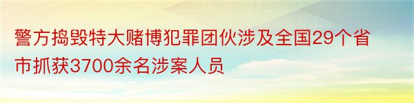 警方捣毁特大赌博犯罪团伙涉及全国29个省市抓获3700余名涉案人员