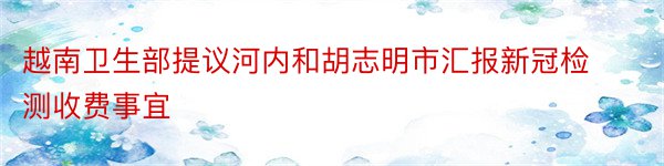 越南卫生部提议河内和胡志明市汇报新冠检测收费事宜